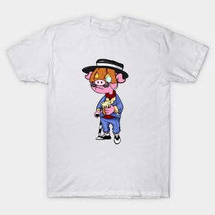 Dope Slluks piggy cartoon man chilling illustration T-Shirt